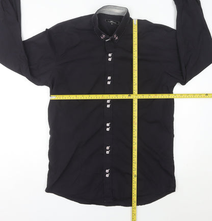 Swade Platinum Men's Black XL Slim Fit Long Sleeve Cotton Shirt