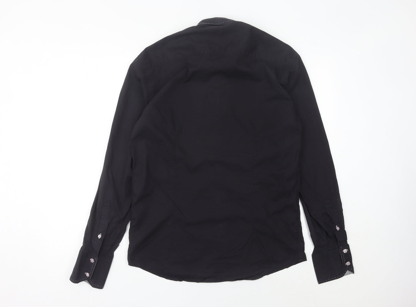 Swade Platinum Men's Black XL Slim Fit Long Sleeve Cotton Shirt