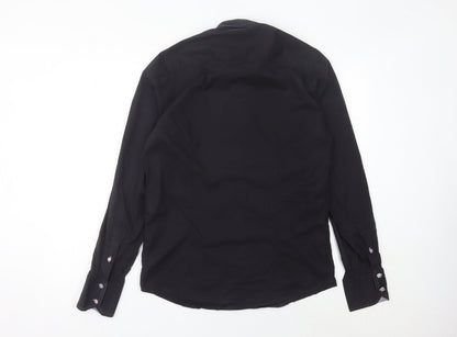 Swade Platinum Men's Black XL Slim Fit Long Sleeve Cotton Shirt