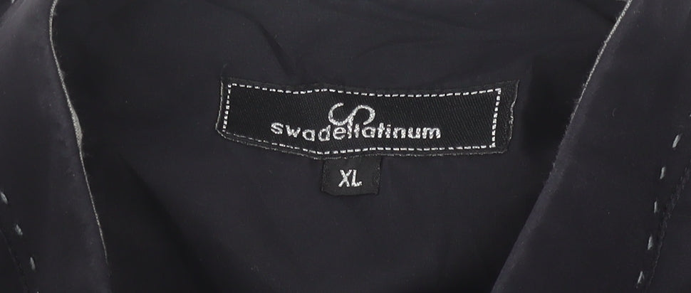 Swade Platinum Men's Black XL Slim Fit Long Sleeve Cotton Shirt