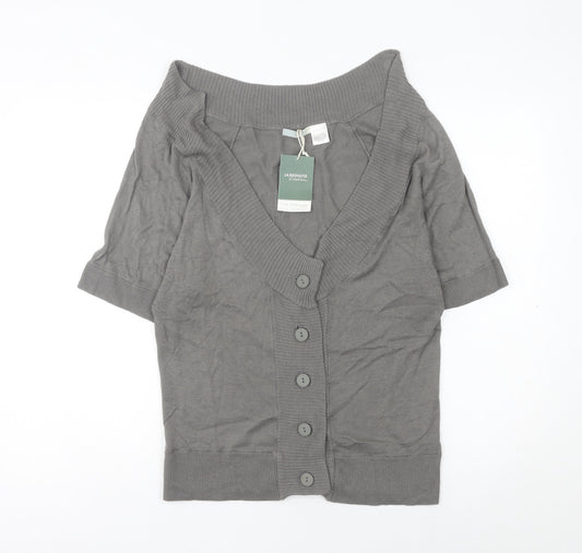 La Redoute Women’s Grey Short Sleeve V-Neck Cardigan Size 10/12