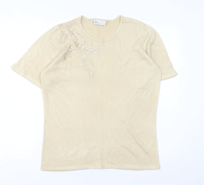 Womens UK Size 14 BHS Beige Pullover Jumper