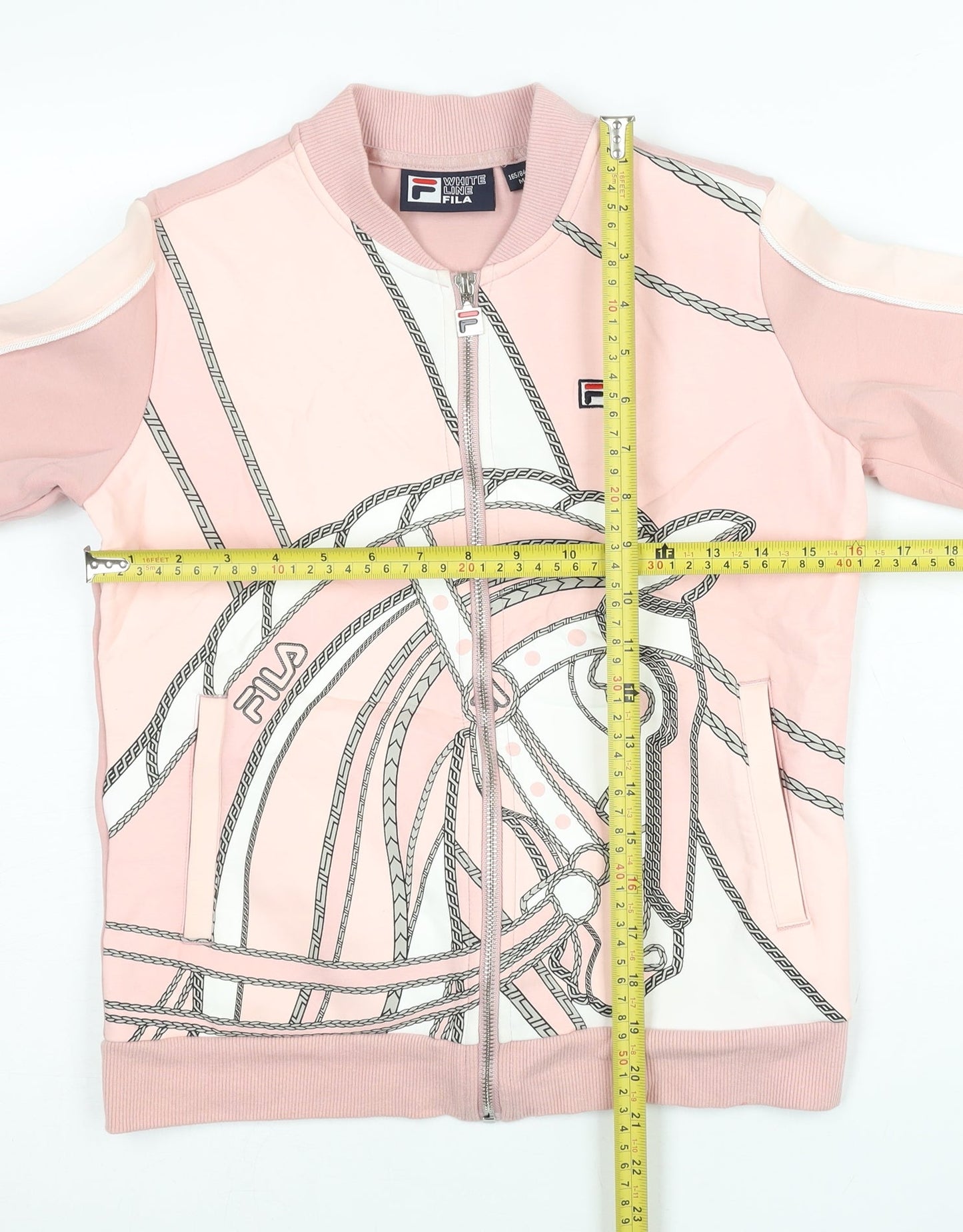 Fila Womens Pink Track Jacket Size 8 Graphic Print Full Zip