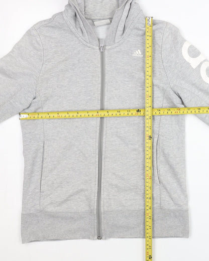 Adidas Women’s Grey Full Zip Hoodie Sweatshirt M Cotton Blend