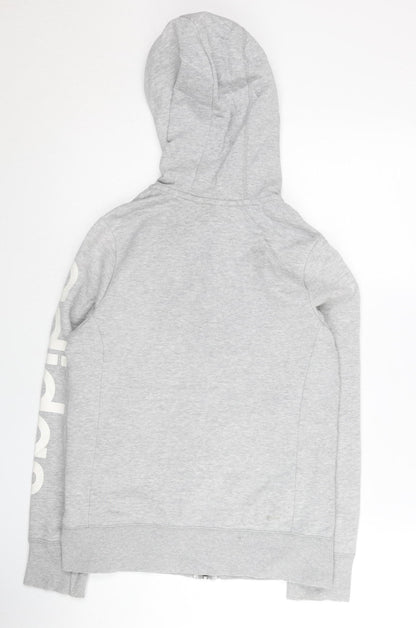 Adidas Women’s Grey Full Zip Hoodie Sweatshirt M Cotton Blend