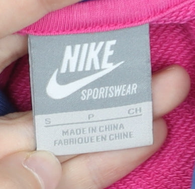 Nike Womens Pink Full Zip Hoodie Size S Regular Graphic Logo Sportswear