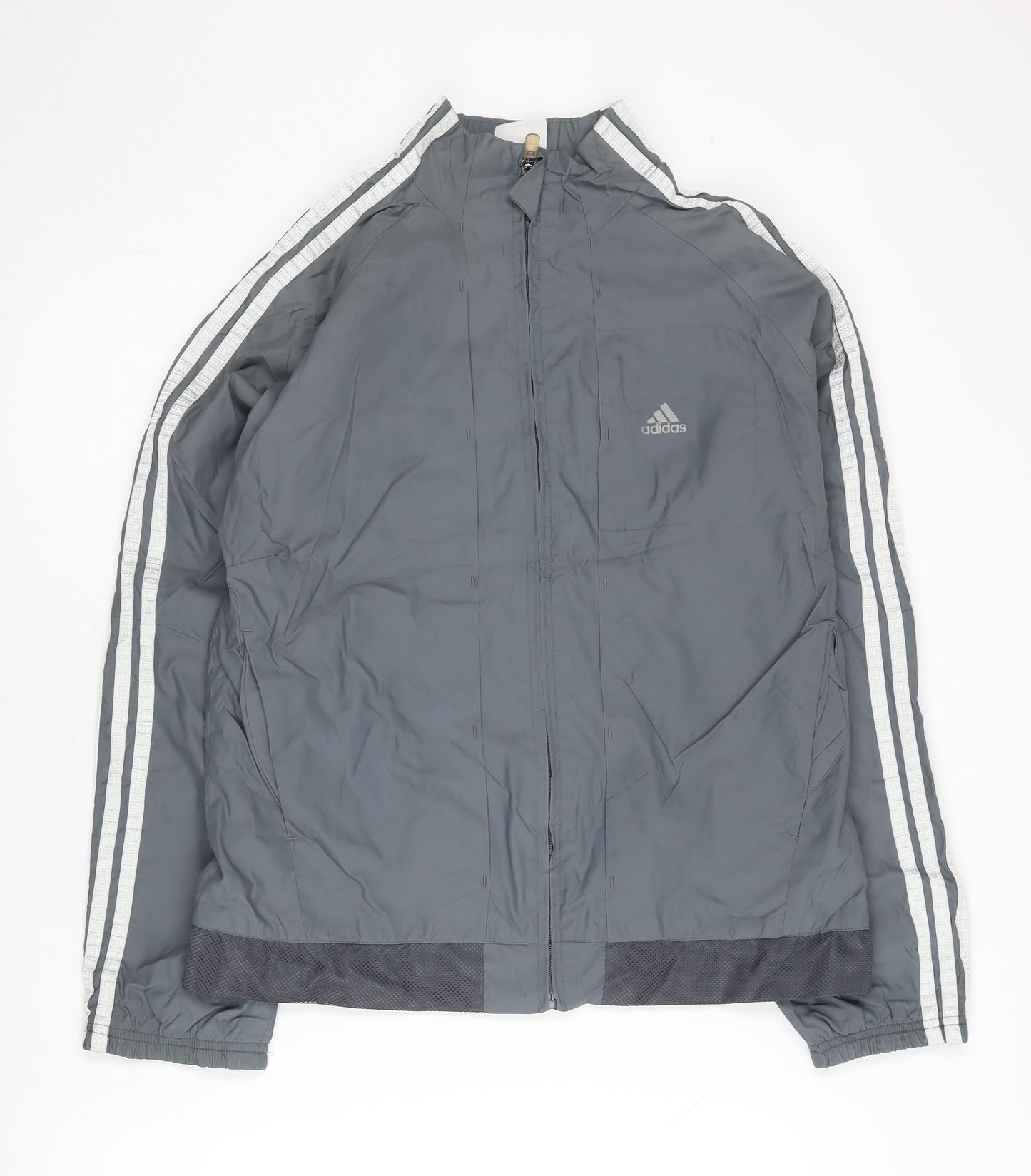 Adidas Women’s Grey Track Jacket L Lightweight Full Zip Sportswear