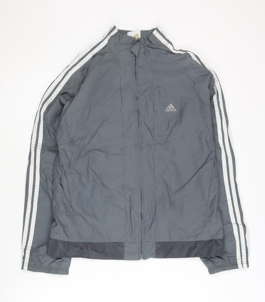 Adidas Women’s Grey Track Jacket L Lightweight Full Zip Sportswear