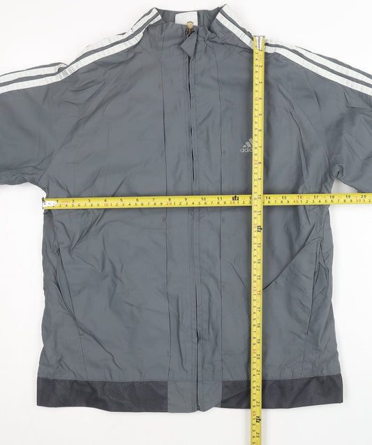 Adidas Women’s Grey Track Jacket L Lightweight Full Zip Sportswear