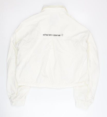 Converse Women’s White Cotton Cropped Jacket Size 12 Collared Casual