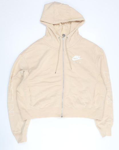 Nike Women’s Beige Full Zip Hoodie XL Cotton Blend Sportswear