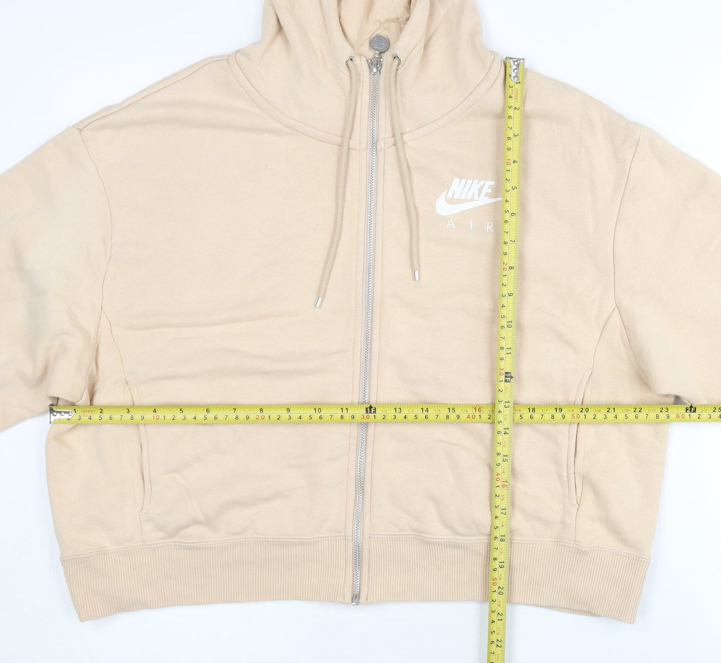 Nike Women’s Beige Full Zip Hoodie XL Cotton Blend Sportswear