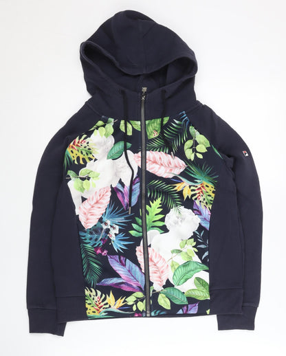 Fila White Line Womens Navy Floral Full Zip Hoodie Size 8