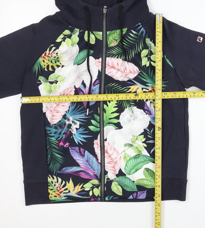 Fila White Line Womens Navy Floral Full Zip Hoodie Size 8