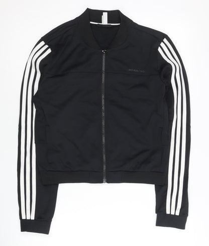 Adidas Women Black Track Jacket Size 12 Full Zip Sportswear