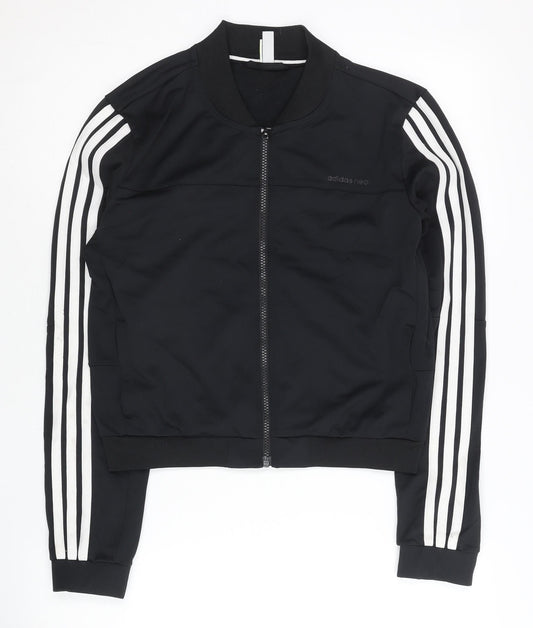 Adidas Women Black Track Jacket Size 12 Full Zip Sportswear