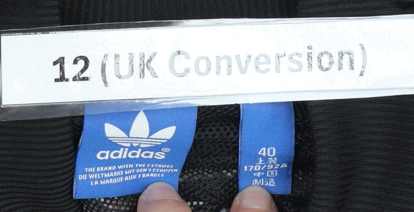 Adidas Womens Black Size 12 Varsity Jacket Nylon Polyester Full Zip