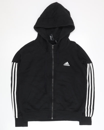 Adidas Women’s Black Full Zip Hoodie Size 10 UK Cotton Blend