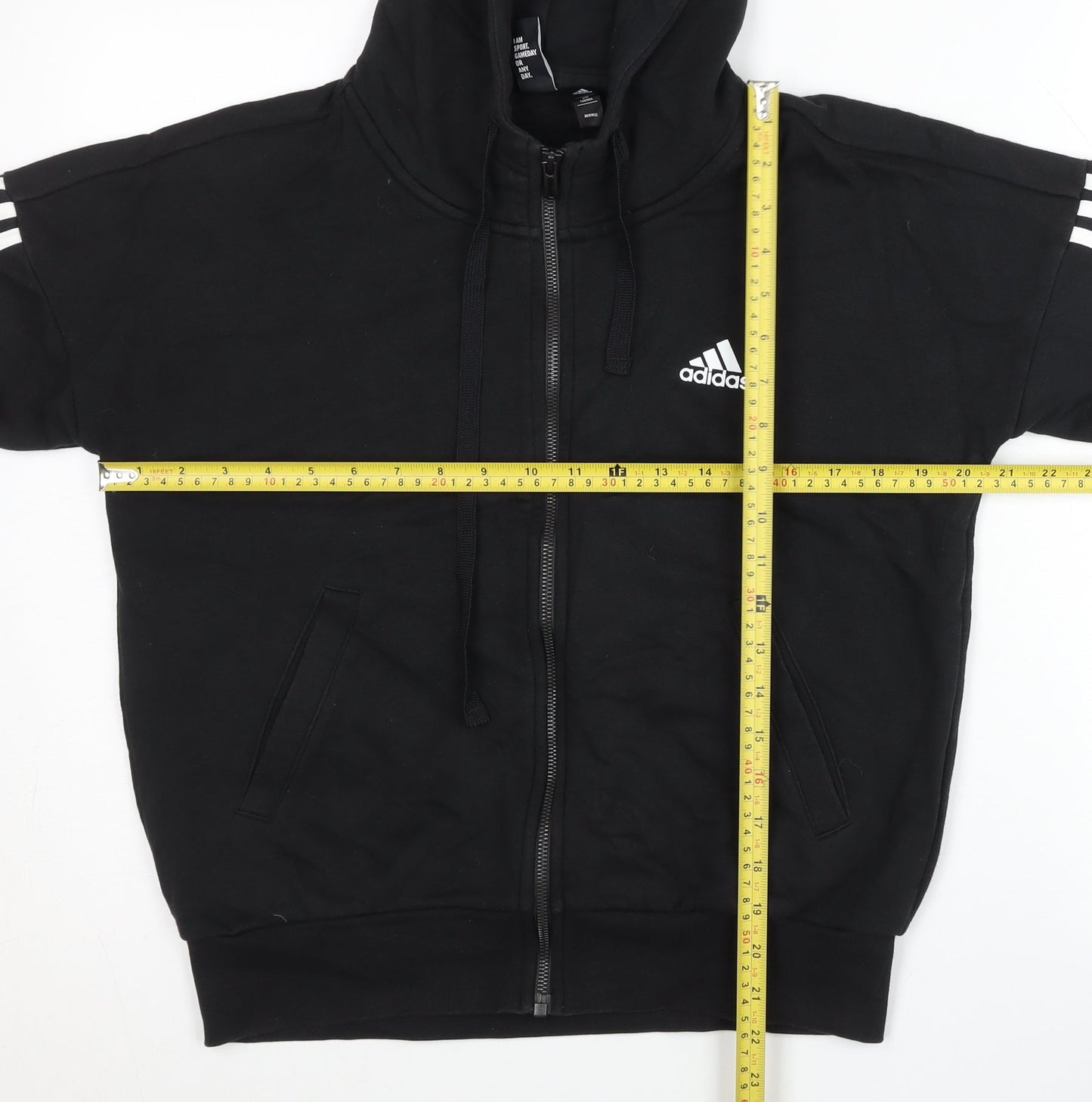 Adidas Women’s Black Full Zip Hoodie Size 10 UK Cotton Blend