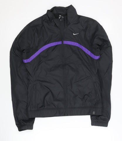 Nike Womens Black Track Jacket Size S Full Zip Polyester Lightweight
