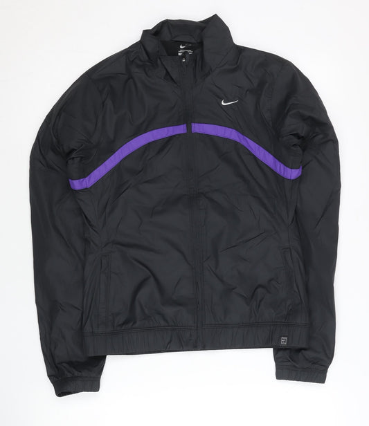 Nike Womens Black Track Jacket Size S Full Zip Polyester Lightweight
