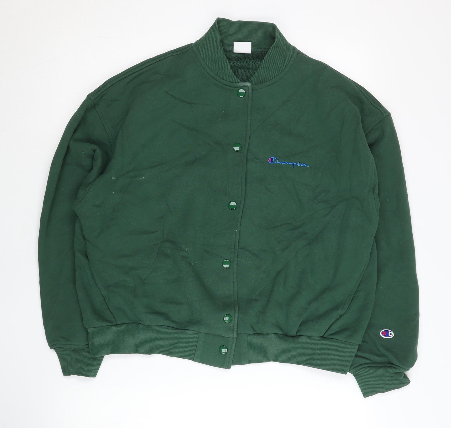 Champion Women’s Green Varsity Jacket M Cotton Blend Casual