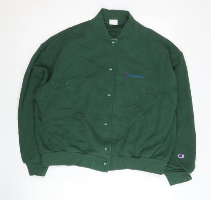 Champion Women’s Green Varsity Jacket M Cotton Blend Casual