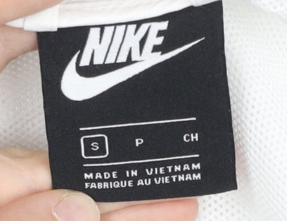 Nike Women’s Black White Windbreaker Jacket Size S Hooded Polyester