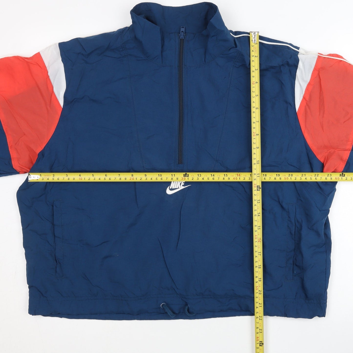 Nike Women’s Blue Track Jacket L Colourblock 1/2 Zip Lightweight