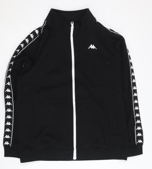Kappa Womens Black Track Jacket Size 10 Full Zip Logo Sportswear