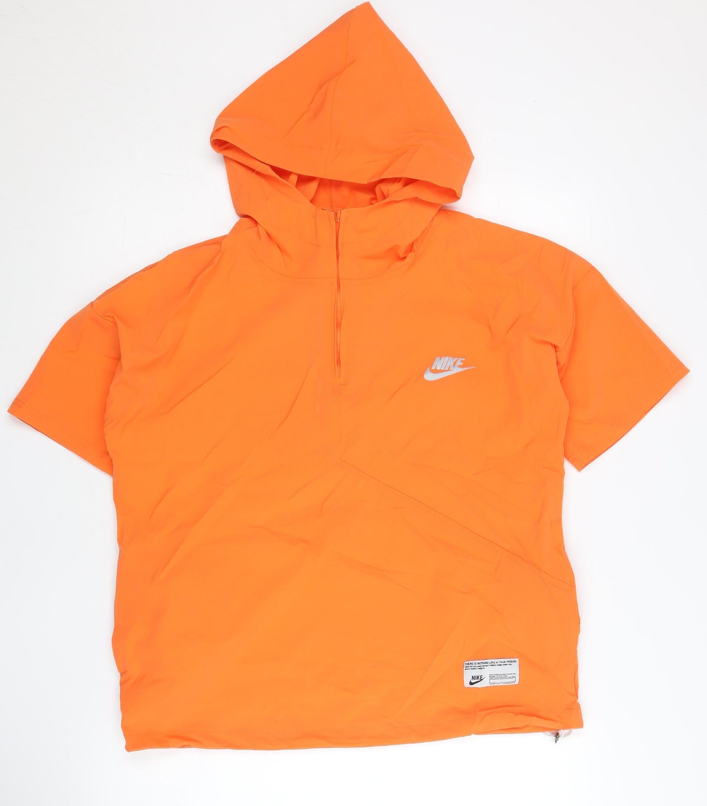 Nike Womens Orange L Windbreaker Jacket Short Sleeve Hooded