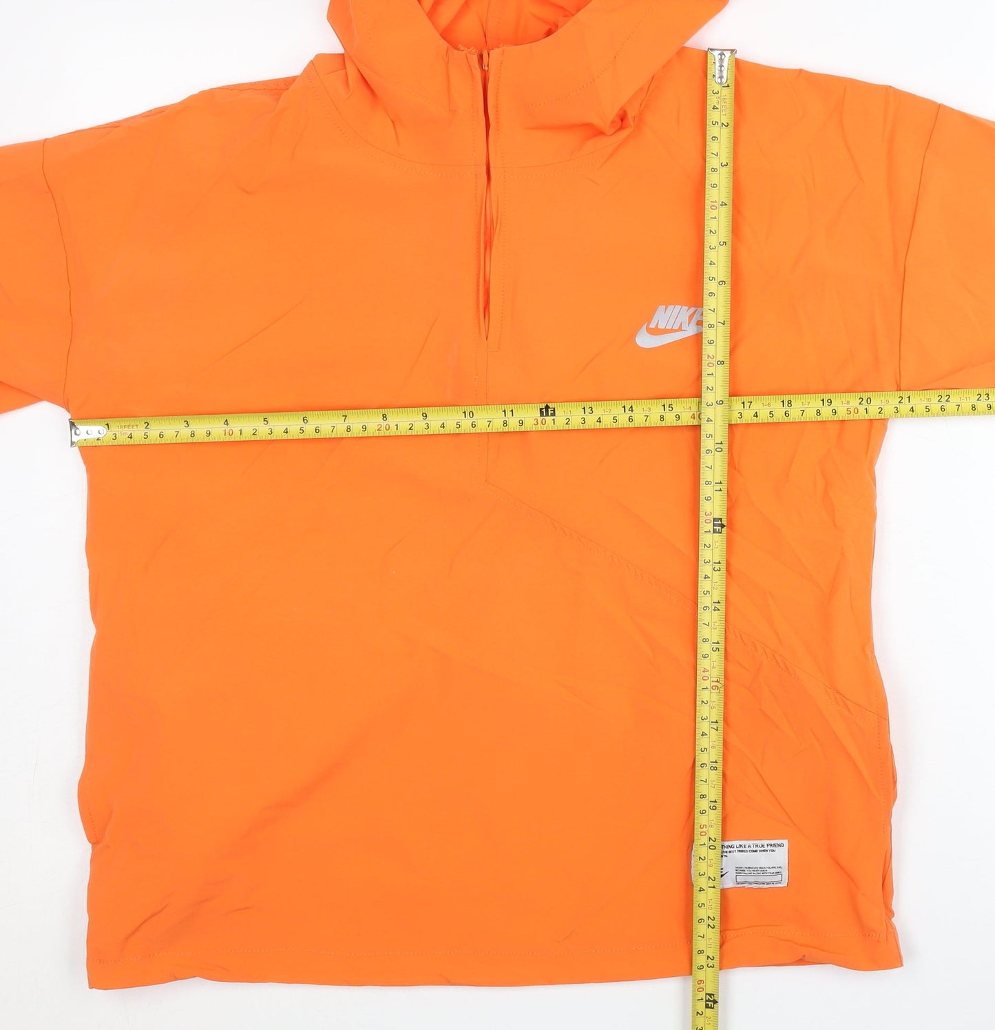 Nike Womens Orange L Windbreaker Jacket Short Sleeve Hooded