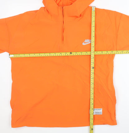 Nike Womens Orange L Windbreaker Jacket Short Sleeve Hooded