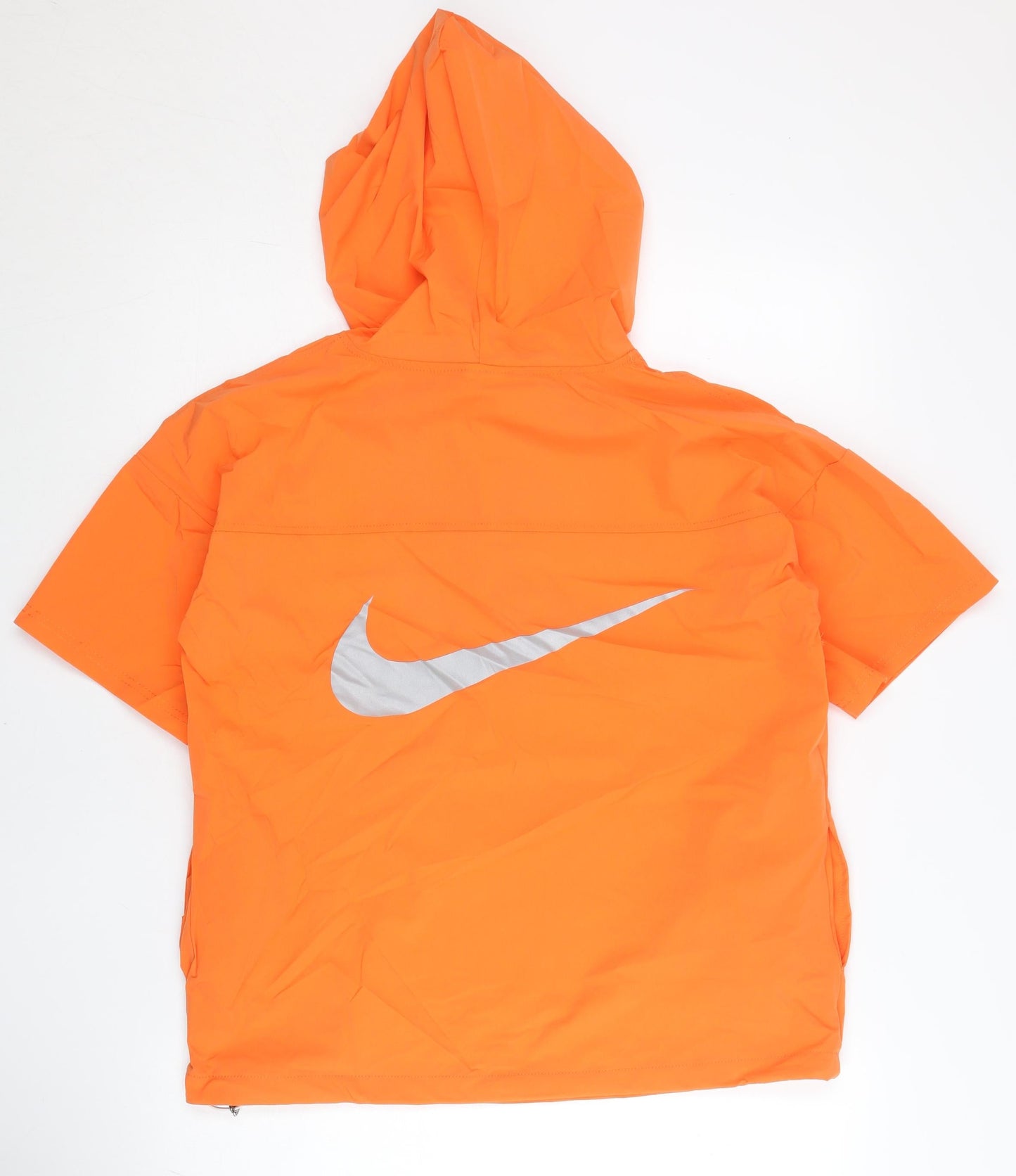 Nike Womens Orange L Windbreaker Jacket Short Sleeve Hooded