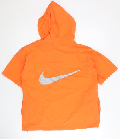 Nike Womens Orange L Windbreaker Jacket Short Sleeve Hooded