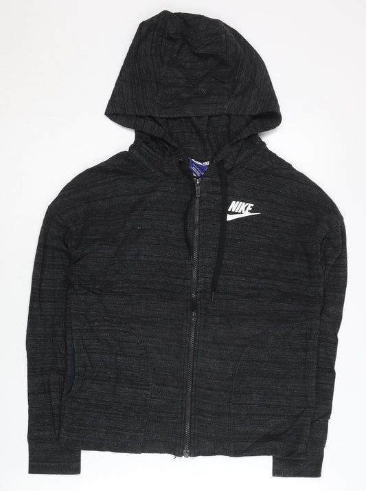 Nike Womens Black Small Full Zip Hoodie Sweatshirt Rayon Blend