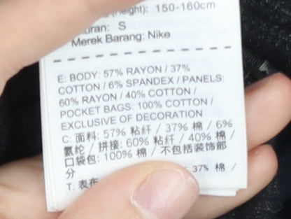 Nike Womens Black Small Full Zip Hoodie Sweatshirt Rayon Blend