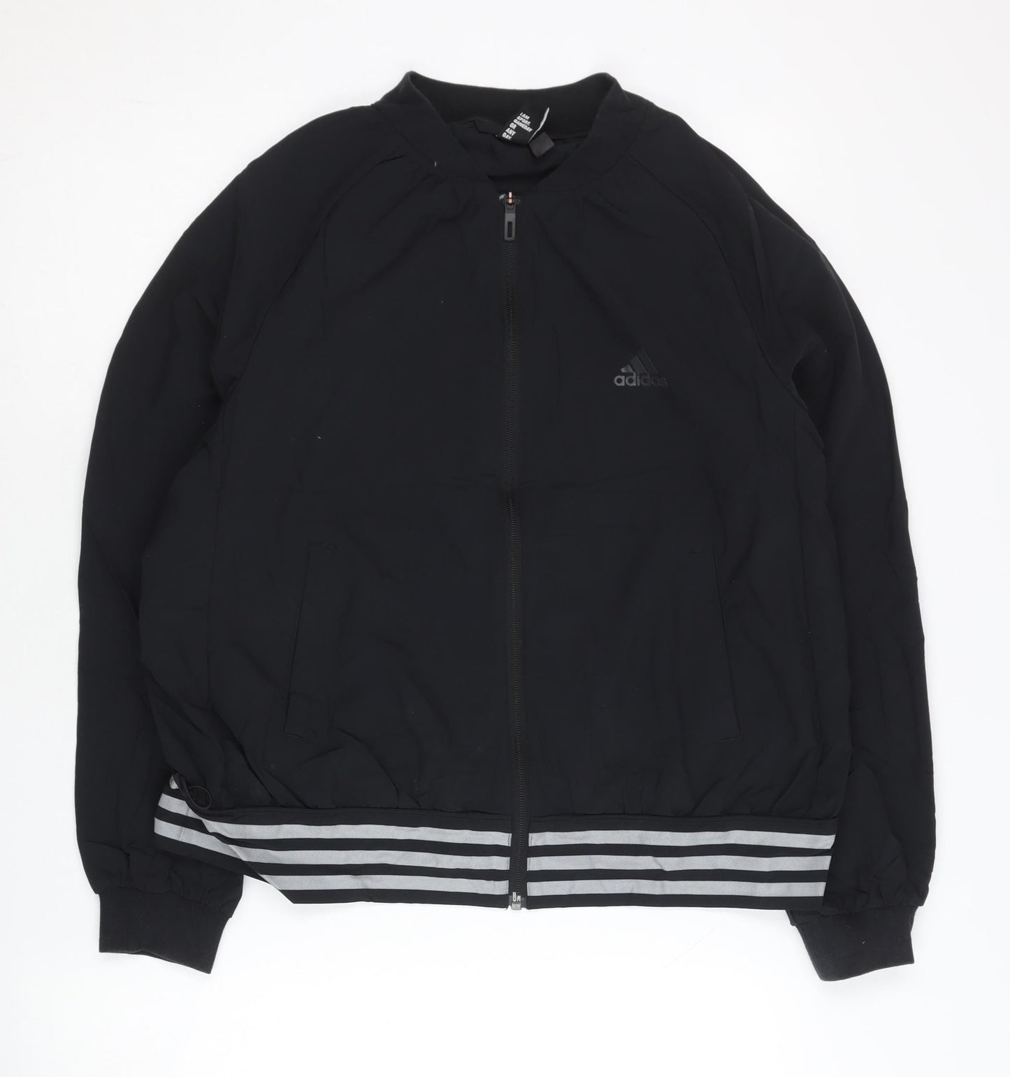 Adidas Womens Black Size 14 Track Jacket Nylon Elastane Full Zip