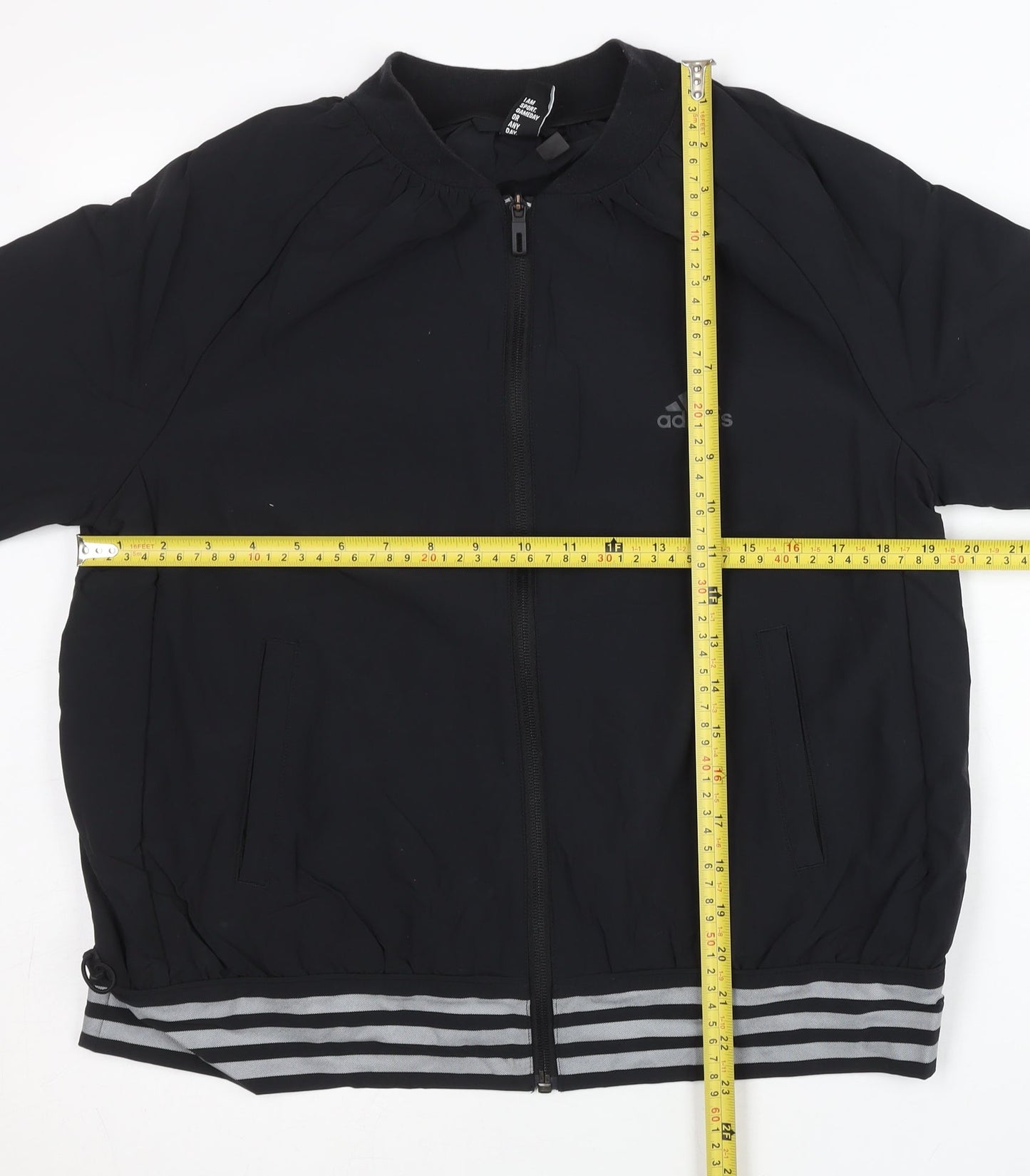 Adidas Womens Black Size 14 Track Jacket Nylon Elastane Full Zip