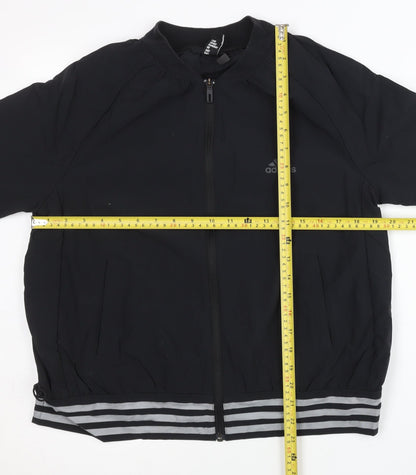 Adidas Womens Black Size 14 Track Jacket Nylon Elastane Full Zip