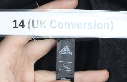 Adidas Womens Black Size 14 Track Jacket Nylon Elastane Full Zip