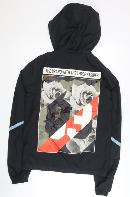 Adidas Women’s Black Floral Print Windbreaker Jacket Size 12