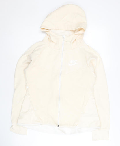 Nike Women’s Beige Full Zip Hoodie Size M Hooded Sportswear