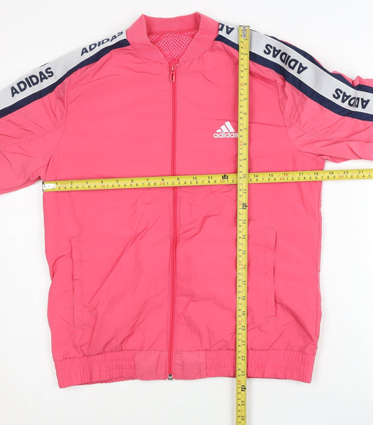 Adidas Womens Pink Track Jacket Size 8 Full Zip Lightweight Sports