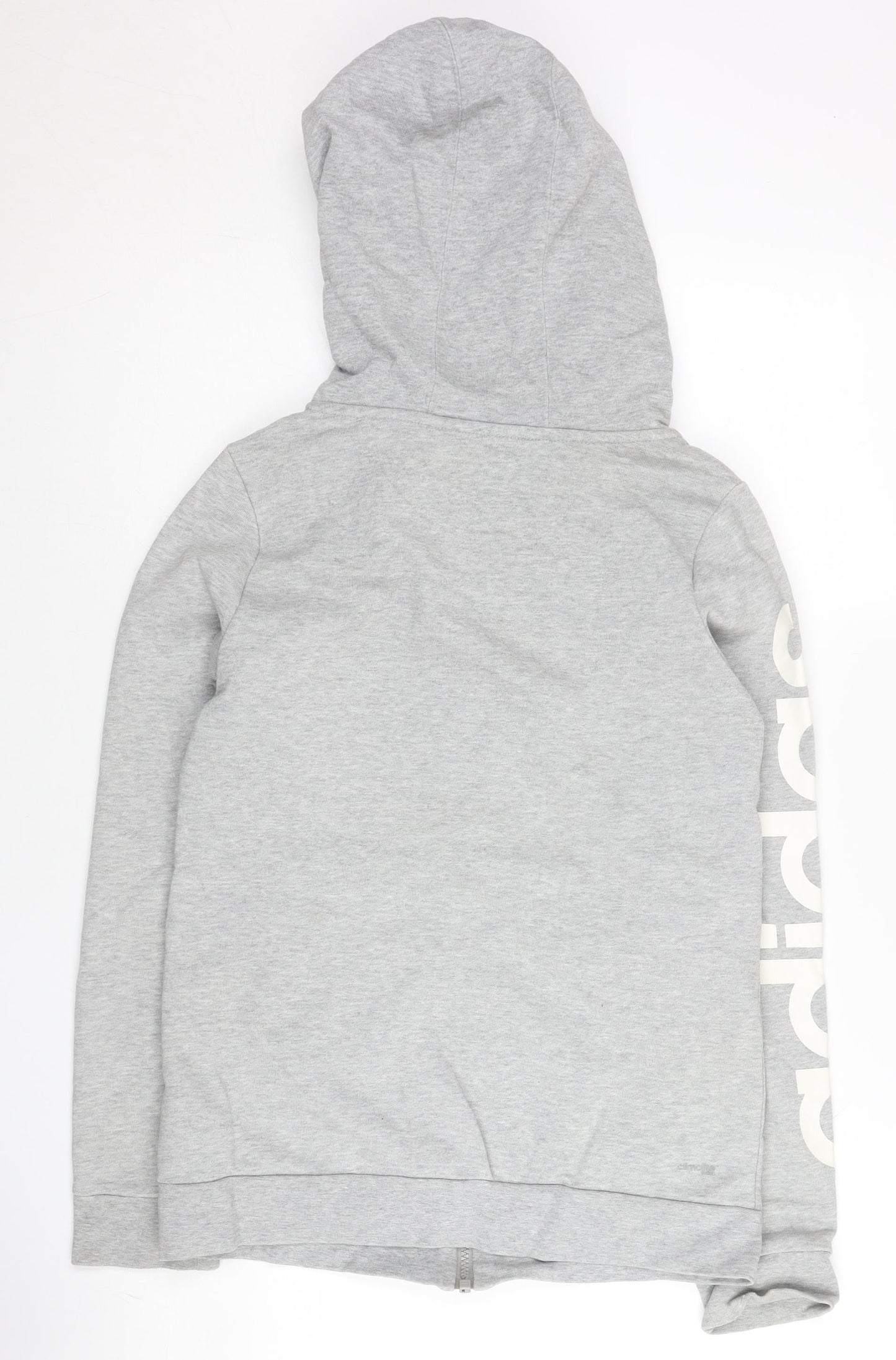 Adidas Womens Grey Zip Hoodie Size 10 Regular Fit Sportswear