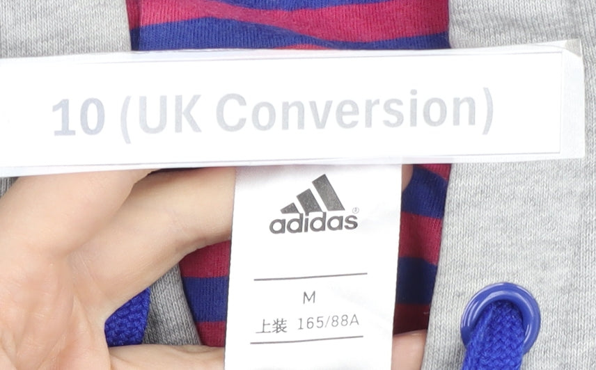 Adidas Womens Grey Zip Hoodie Size 10 Regular Fit Sportswear