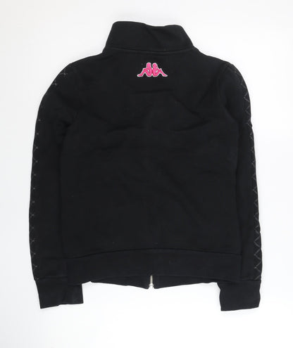 Kappa Women Black Track Jacket Size 8 Full Zip Cotton Blend