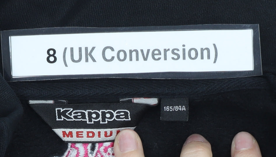 Kappa Women Black Track Jacket Size 8 Full Zip Cotton Blend