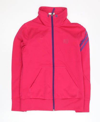 Adidas Womens Pink Size 10 Track Jacket Full Zip Polyester