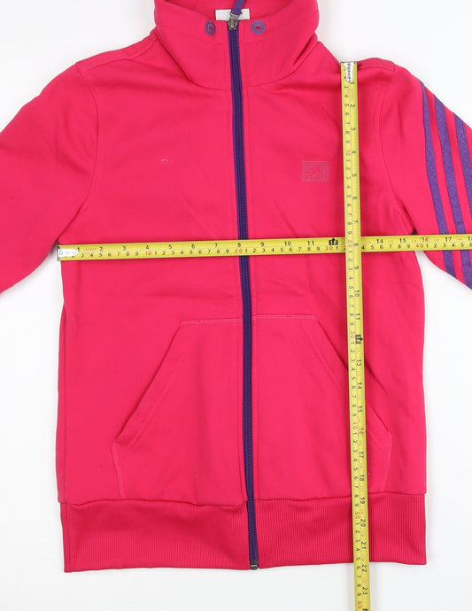 Adidas Womens Pink Size 10 Track Jacket Full Zip Polyester